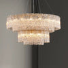 Chandelier Anika Round Textured Glass Double Tired